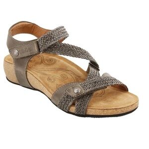 TAOS Footwear The Trulie Woven Leather Strappy Sandals Arch Support SZ: 9-9.5